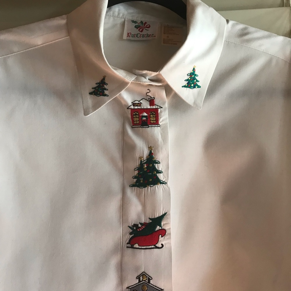 Vntg Nutcracker Christmas Button Down Size L - image 4